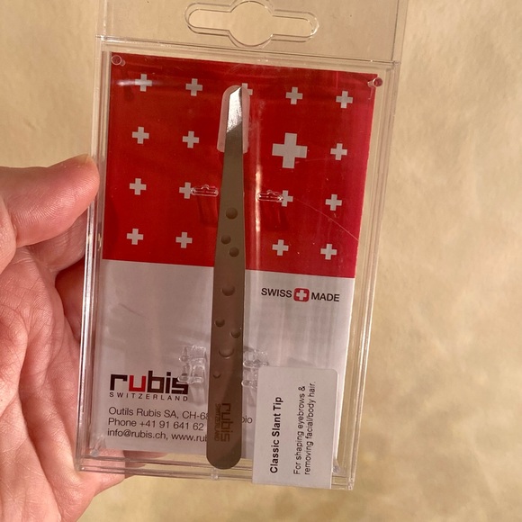 Rubis Hole Pattern Classic Stainless Steel Slanted Tweezers For Eyebrow NEW - Picture 7 of 12